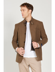 ALTINYILDIZ CLASSICS Pánsky bavlnený kabát s golierom v štandardnom strihu noriek štandardného strihu