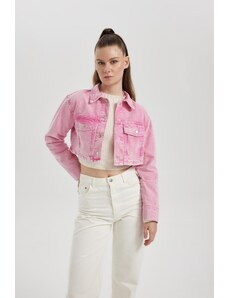 DeFacto Oversize Fit Crop Pink Gabardine Shirt Jacket B4208ax23au