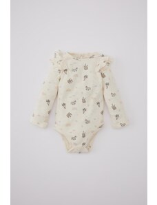 DeFacto Dievčatko pre novorodenca Jednorožec s potlačou s dlhým rukávom na zapínanie tela B9653a524sp