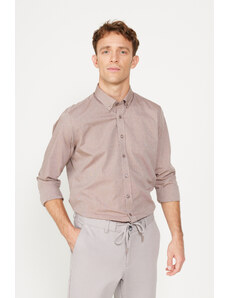 ALTINYILDIZ CLASSICS Men's Brown Slim Fit Slim Fit Buttoned Collar Patterned Shirt