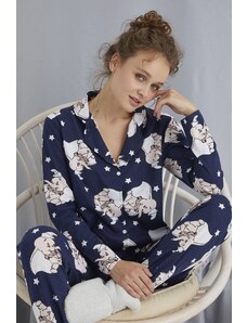 STRAWBERRY Pyžamová súprava - Tmavomodrá - Srdce