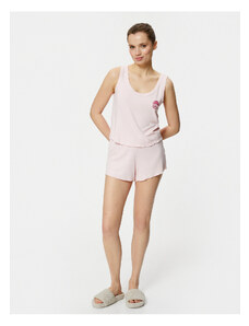Koton Shorts Pajamas Set Thick Straps Printed Viscose Blended