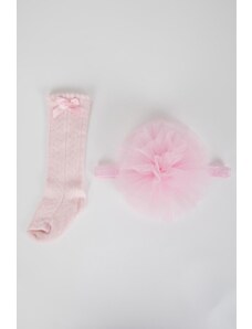 DeFacto Dievčenské krátke ponožky gumička do vlasov Ružová sada 2 ks A2616a523sm