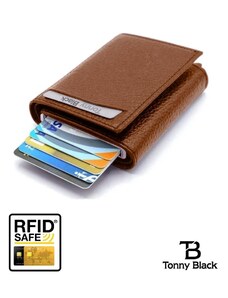 Tonny Black Originálny automatický mechanizmus v krabici s ochranou proti krádeži Rfid peňaženkou s držiakom na peniaze a kartu