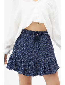 Laluvia Black Floral Pattern Tassel Detail Skirt
