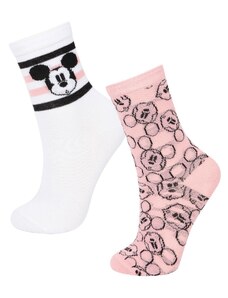 DeFacto Dievčenské 2-dielne bavlnené dlhé ponožky Disney Mickey & Minnie C1352a8ns