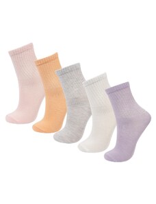 DeFacto Dievčenské 5-dielne bavlnené dlhé ponožky C2924a8ns