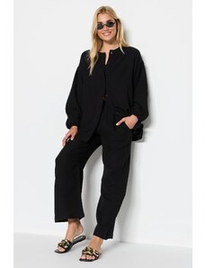 C&City Súprava nohavíc z mušelínovej košele z organickej bavlny 9123 čierna
