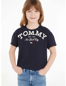 Bavlnené tričko Tommy Hilfiger tmavomodrá farba