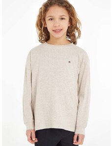 Detská bavlnená košeľa s dlhým rukávom Tommy Hilfiger béžová farba, jednofarebný