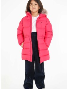 Detská páperová bunda Tommy Hilfiger ružová farba
