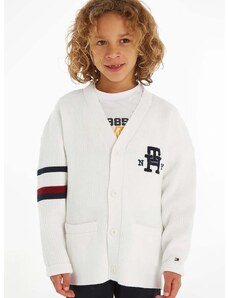 Detský bavlnený kardigan Tommy Hilfiger biela farba
