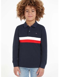 Detské tričko s dlhým rukávom Tommy Hilfiger tmavomodrá farba, vzorovaný