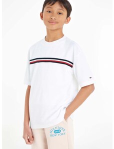 Detské bavlnené tričko Tommy Hilfiger biela farba, vzorovaný