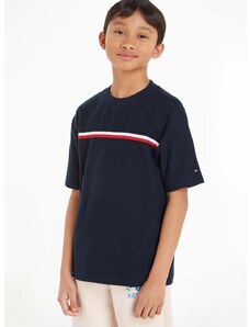 Detské bavlnené tričko Tommy Hilfiger tmavomodrá farba, vzorovaný