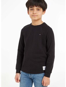 Detská bavlnená košeľa s dlhým rukávom Tommy Hilfiger čierna farba, jednofarebný