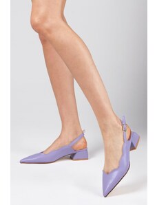 Mio Gusto Krátke dámske topánky na podpätku s prackou na zadnej strane Marsha Lilac Color