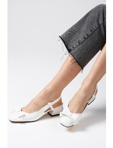 Mio Gusto Dámske topánky na nízkom opätku s otvorenou mašľou v bielej farbe Billie