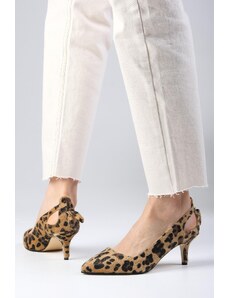 Mio Gusto Dámske topánky na nízkom podpätku s leopardím vzorom