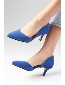 Mio Gusto Semišové topánky na nízkom podpätku Rene Jeans modrej farby