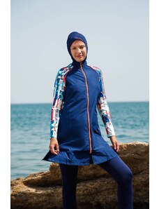 Marina Padákový 3-dielny vzor námorníckej modrej podrobný, plne zakryté plavky hidžáb M2267