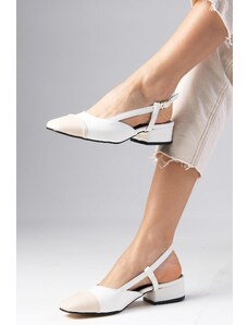 Mio Gusto Dámske krátke topánky na podpätku s otvorenou zadnou prackou v bielej farbe Hilda