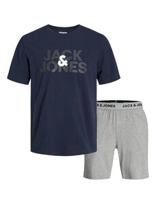 JACK & JONES Krátke pyžamo 'Ula' námornícka modrá / antracitová / sivá melírovaná / biela