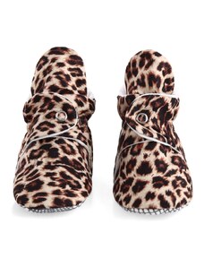 Ella Bonna Detské topánočky z organickej bavlny Protišmyková podrážka Bavlnené papuče pre novorodencov Leopard