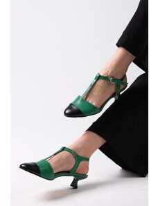 Mio Gusto Dámske topánky na nízkom opätku Emilia Green Black Color