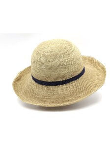 Dámsky nekrčivý slamený klobúk crochet s veľkou krempou - Marone