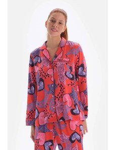 Dagi Saténový pyžamový top s kvetinovým vzorom z granátového jablka