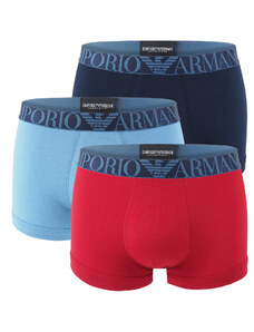 EMPORIO ARMANI - boxerky 3PACK stretch cotton avio & rosso z organickej bavlny - limited edition