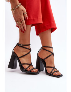 Basic Módne dámske sandále na vysokom podpätku čierne