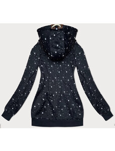 6&8 Fashion Tmavomodrá dámska mikina s kapucňou a hviezdičkovým vzorom (2305)