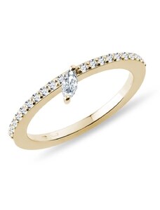 Prsteň zo zlata s briliantmi a diamantom markíza KLENOTA R0842203