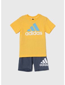 Detská bavlnená súprava adidas žltá farba