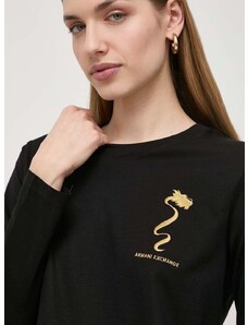 Bavlnené tričko s dlhým rukávom Armani Exchange čierna farba, 3DYT41 YJCNZ