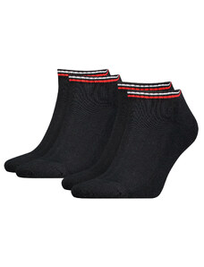 TOMMY HILFIGER - 2PACK TH uni Tommy jeans original iconic black členkové ponožky