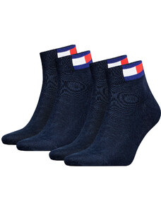 TOMMY HILFIGER - 2PACK Tommy jeans flag iconic dark navy quarter ponožky