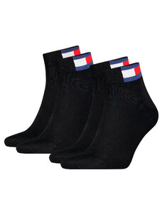 TOMMY HILFIGER - 2PACK Tommy jeans flag iconic black quarter ponožky