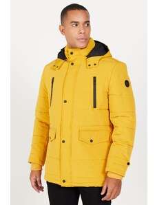 AC&Co / Altınyıldız Classics Pánsky vonkajší kabát s golierom s golierom v štandardnom strihu v štandardnom strihu v žltej farbe