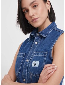 Rifľová košeľa Calvin Klein Jeans dámska,regular,s klasickým golierom,J20J223689