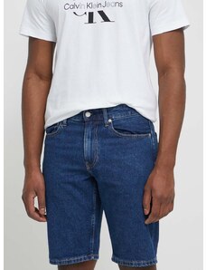 Rifľové krátke nohavice Calvin Klein Jeans pánske, tmavomodrá farba, J30J324870