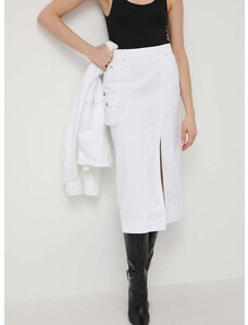 Rifľová sukňa Armani Exchange biela farba, midi, rovný strih, 3DYN65 Y15MZ