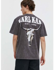 Bavlnené tričko Karl Kani pánsky, šedá farba