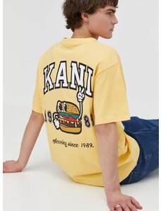 Bavlnené tričko Karl Kani pánsky, žltá farba, s potlačou