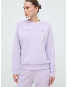 Mikina Armani Exchange dámska, fialová farba, s potlačou, 3DYM78 YJEPZ
