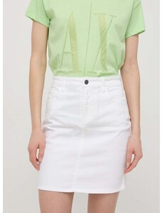 Rifľová sukňa Armani Exchange biela farba, mini, rovný strih, 8NYN61 Y3TAZ NOS