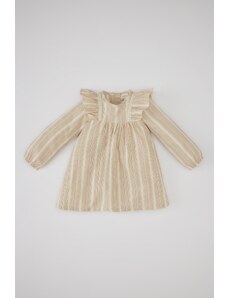 DeFacto Dievčenské pruhované popelínové šaty s dlhým rukávom C0769a524sp