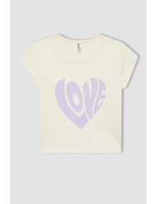 DeFacto Dievčenské Slim Fit tričko s rebrovaným krátkym rukávom C2954a824sm